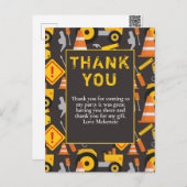 工事の誕生日パーティーお礼メッセージ ポストカード (正面/裏面)