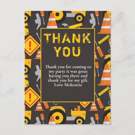 工事の誕生日パーティーお礼メッセージ ポストカード (正面)