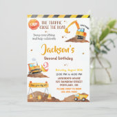 工事の誕生日招待状 ダンプカーの招待 招待状 (スタンド正面)