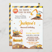 工事の誕生日招待状 ダンプカーの招待 招待状 (正面/裏面)