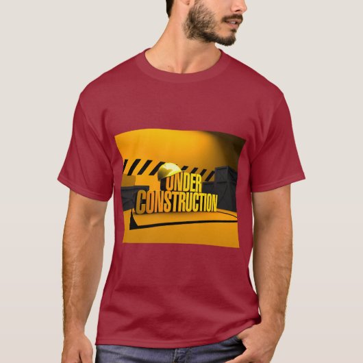 工事中デザイン - スタイリッシュに夢を築く Tシャツ (正面)