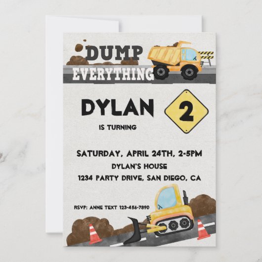 工事中パーティートラック 招待状 (正面)