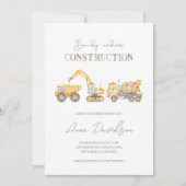 工事中ベイビー 赤ちゃん歓迎パーティーご招待 招待状 (正面)