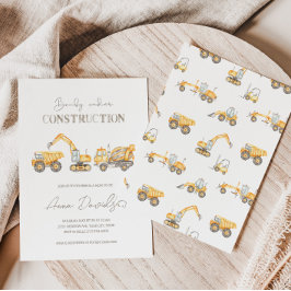 工事中ベイビー 赤ちゃん歓迎パーティーご招待 招待状