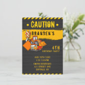 工事中 ご注意 トラック 誕生日パーティー 2 招待状 (スタンド正面)