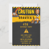 工事中 建設トラック 誕生日パーティー3 招待状 (正面)