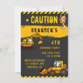 工事中 注意 トラック 誕生日パーティーⅠ 招待状 (正面)