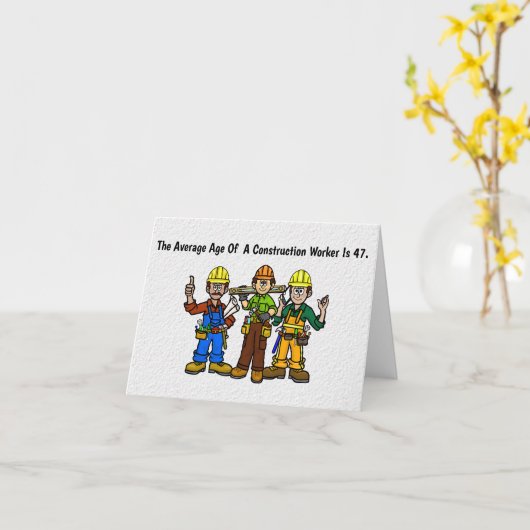 工事現場のイケメン作業員からのラブレターカード カード (黄色い花)