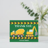 工事現場のトラック男子の誕生日パーティーお礼メッセージ ポストカード (スタンド正面)