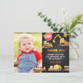 工事現場の誕生日お礼カード - 写真付き 招待状 (スタンド正面)