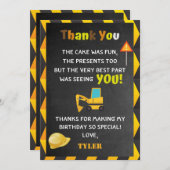 工事現場の誕生日パーティーありがとう サンキューカード (正面/裏面)