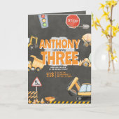 工事現場の誕生日パーティー招待状 カード (黄色い花)