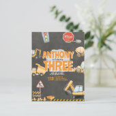 工事現場の誕生日パーティー招待状 ポストカード (スタンド正面)