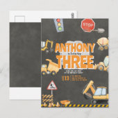 工事現場の誕生日パーティー招待状 ポストカード (正面/裏面)