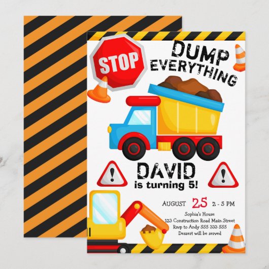 工事現場の誕生日ボーイ　全てを投げ出す 招待状 (正面/裏面)