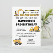 工事現場イエローボーイズダンプトラック誕生日 招待状 (スタンド正面)