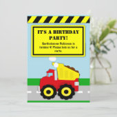 工事用ダンプトラック男子誕生日招待状 招待状 (スタンド正面)