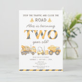 工事用ダンプトラック2歳男子の初めての誕生日 招待状 (スタンド正面)