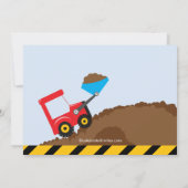 工事用トラックの男の子の誕生日パーティー 招待状 (裏面)
