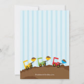 工事用トラックの男の子の誕生日パーティー 招待状 (裏面)