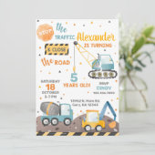 工事用トラックの男の子の誕生日招待状 招待状 (スタンド正面)