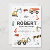 工事風 ムードホボ ハッピー・バースデー・パーティー招待状 招待状 (正面)