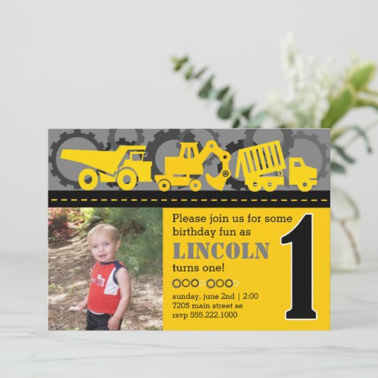工事1歳の誕生日 招待状 (スタンド正面)