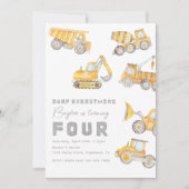 工事4歳誕生日招待状 招待状 (正面)