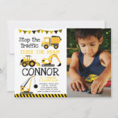 工事、写真付きダンプトラック 招待状 (正面)