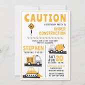 工事・建設 誕生日 子ども 招待状 テンプレート (正面)