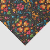 工具で彫られた革のような花 薄葉紙 (詳細)