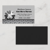 工具ダイヤモンドプレートデザイン自動修理車整備士 名刺 (正面/裏面)