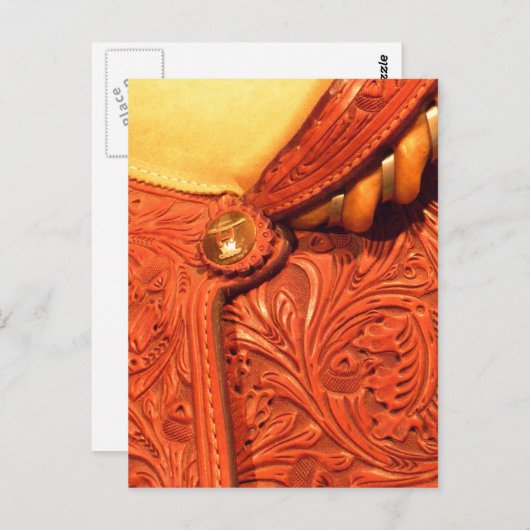 工具付きウエスタンレザーホースサドル ポストカード (正面/裏面)