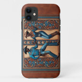 工具付きフェイクレザーブラウンとターコイズダンサー Case-Mate iPhoneケース (裏面)