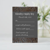 工具付きレザーシャルボードウェディングRSVP 出欠カード (スタンド正面)