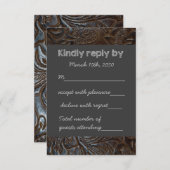 工具付きレザーシャルボードウェディングRSVP 出欠カード (正面/裏面)