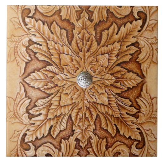 工具付き皮革テクスチャセラミックタイル タイル (正面)