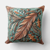 工具付き革プリント羽離れ飾 クッション (正面)