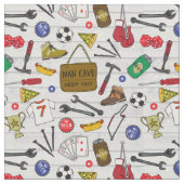 工具小屋おもしろいビアデンマンケーブパターン（の模様が）ある ファブリック (クローズアップ)