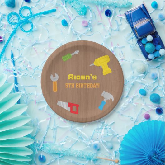 工具工房少年誕生日パーティー用品 ペーパープレート (パーティー)