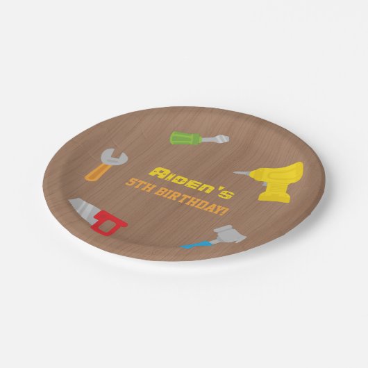 工具工房少年誕生日パーティー用品 ペーパープレート (アングル)