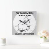 工場、事務所又は産業洗浄会社 スクエア壁時計 (ホーム)