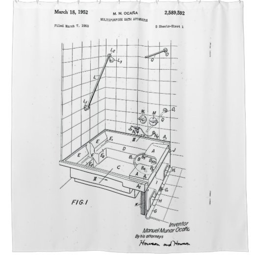 工業特許プリント シャワーカーテン (正面)