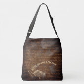 工業用グランジスタイル茶色名前をカスタムする クロスボディバッグ (裏面)