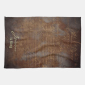 工業用グランジスチームパンクスタイル茶カスタム色 キッチンタオル (横)