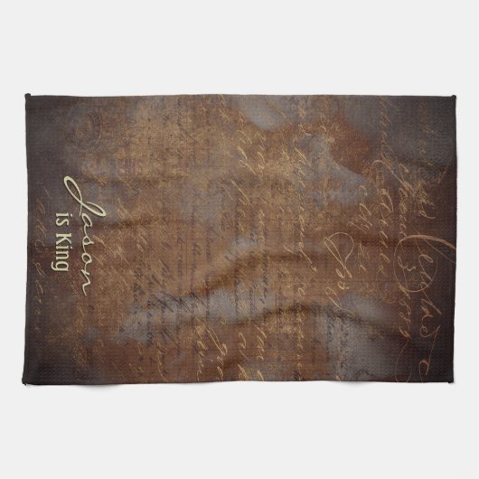 工業用グランジスチームパンクスタイル茶カスタム色 キッチンタオル (横)