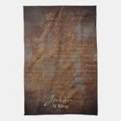 工業用グランジスチームパンクスタイル茶カスタム色 キッチンタオル (縦)