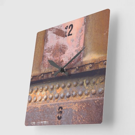 工業用グランジ錆パターン スクエア壁時計 (傾斜)