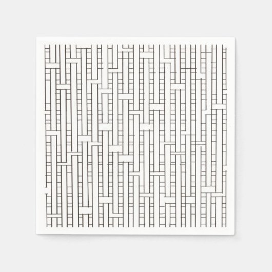工業用グリッド – 白黒ミニマルモダンリスト スタンダードカクテルナプキン (正面)