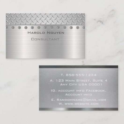工業用グリップ金属ステンレス鋼 名刺 (正面/裏面)